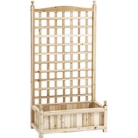 Outsunny Garden Planters with Trellis for Climbing Vines, Wood Raised Beds for Garden, Flower Pot, Indoor Outdoor, Natural | Aosom Ireland