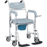 Rolling Shower Wheelchair Seniors Bedside Commode Chair Locking Wheels Seat Backrest Arms