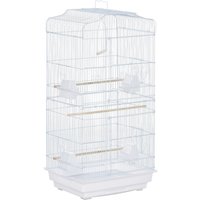 PawHut Large Metal Bird Cage with Perches, Food Bowls, Swing, for Budgies, Parakeets, White | Aosom Ireland