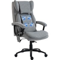 HOMCOM Fauteuil de massage ergonomique avec 4 points de pétrissage, fauteuil de direction avec dossier papillon haut, assise large, Gris