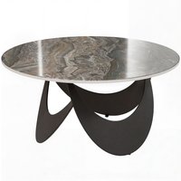 HOMCOM Coffee Table Sintered Stone Top Adjustable Foot Pads Modern centre Table for Living Room Brown and Black