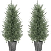 90cm Artificial Cypress Trees Set 2 UV Resistant Artificial Plants Decorative Pot Fake Plants Indoor Outdoor Decor