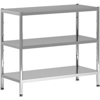 3 Tier Bakers Rack Storage Stainless Steel Microwave Stand Adjustable Shelves Small Spaces Kitchen Storage Unit Spices Pots Pans Tone