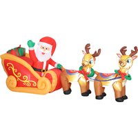 7.9ft Christmas Inflatable Santa on Sleigh Two Reindeer Outdoor Christmas Blow Up Decoration Built LED Lights Garden Indoor Outdoor Home Decor