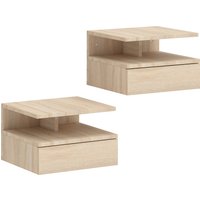 Set Two Floating Bedside Tables Oak