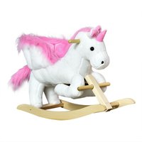 Unicorn Rocking Horse Wooden Ride On Plush Toy w Music