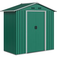 6.5ft x 3.5ft Metal Garden Storage Shed Outdoor Tool Storage Double Sliding Doors 4 Vents