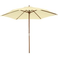 2.5m Wood Wooden Garden Parasol Sun Shade Patio Outdoor Umbrella Canopy Aosom UK