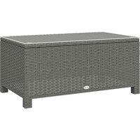 Rattan Garden Coffee Table Glass Top Light Grey