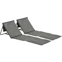 Set 2 Foldable Garden Beach Chair Mat Outdoor Sun Lounger Seats Adjustable Back Magazine Pocket Carry Bag