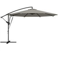 3 m Cantilever Parasol Protective Cover Wind Ropes Banana Parasol Crank Handle Light Grey