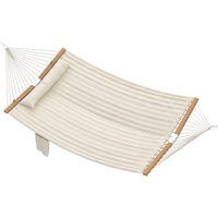 Double Hammock 2 Person Swing Bed Spreader Bars Pillows Pad 200 x 140cm Cream