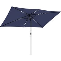 3 x 2 m Garden Parasol Umbrella LED Solar Light Parasol Cover Outdoor Market Patio Umbrella Navy Blue
