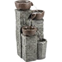 4 Tier Outdoor Fountain Cascading Waterfall Garden Fountain LED Lights Adjustable Flow Grey Rustic