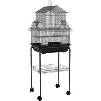 Bird Cage Stand Swing Perch Food Tray Metal Aviary Finch Canary Budgie 50.5 x 40 x 63cm