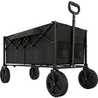 Foldable Festival Trolley on Wheels Collapsible Wagon Cart Adjustable Handle 2 Cup Holders