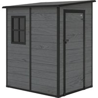 4x5 Garden Storage Shed Lean to Shed Lockable Garden Shed Window Vent Plastic Roof Wood Effect