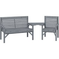 Wooden Garden Furniture Set Parasol Hole 1 Chair 1 Bench Detachable Table Embossed Finish