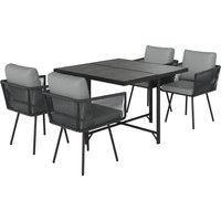 5 Piece Garden Furniture Set Garden Dining Set Wood Plastic Table 4 Stackable Chairs Light Grey