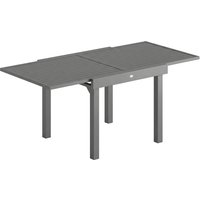 Extending Garden Table 4 8 People Aluminium Outdoor Dining Table Slatted Top Dark Grey
