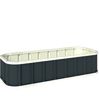 Galvanised Raised Garden Bed 4.5 x 2 x 1 ft Metal Planter Gloves Folded Edging Dark Grey