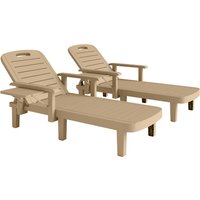 Set 2 Reclining Sun Loungers 5 Positions Adjustable Outdoor Chaise Lounge Chair Armrests