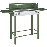 BBQ Rotisserie Grill Roaster Charcoal Spit Roasting Machine Chicken Turkey 3 Level Grill Grate Side Shelves Dark Green