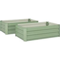 Set Two 100 x 60cm Steel Planter Boxes Light Green