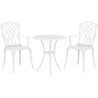 3 Pieces Garden Bistro Set Cast Aluminium Outdoor Dining Set 2 Chairs Round Table Parasol Hole