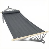Cotton Hammock Soft Portable Swing Sleeping w Headrest & Side Pocket Dark Grey