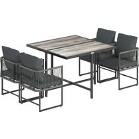 4 Seater Garden Dining Set Rattan Outdoor Furniture Space Saving Chairs Thick Cushions Patio Balcony