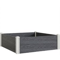 Vinyl Raised Garden Bed Kit 3 x 3 x 1ft Modular Elevated Garden Box Slotting Legs Open Bottom Dark Grey