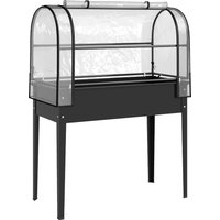Raised Planter Flip Up Greenhouse Cover Metal Raised Garden Bed on Legs Drainage Hole