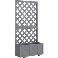 Wood Planter Trellis Climbing Plants Raised Bed Planter Box Drainage Holes to Grow Herbs Flowers