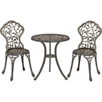3 Pcs Aluminium Bistro Set Garden Furniture Dining Table Chairs Outdoor Seat Patio Seater