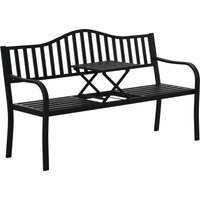 Metal Outdoor Bench Liftable Middle Table Patio Loveseat Garden Bench Garden Porch Seats 2–3 People