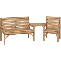 Wooden Garden Furniture Set 1 Chair 1 Bench Detachable Table Wood Finish