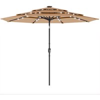 2.8 m Garden Parasol Umbrella LED Solar Light Parasol Cover 3 Tier Outdoor Table Market Patio Umbrella