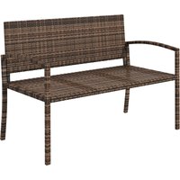 All Weather Wicker Garden Loveseat 2 Seater Poly Rattan Garden Bench Outdoor Seating Bench