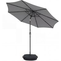 2.7 m Garden Parasol Umbrella Cross Base Sandbag Retractable Ribs Outdoor Table Market Umbrella Light Grey