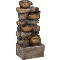 28" 5 Tier Outdoor Fountain Cascading Waterfall Feature LED Lights Adjustable Flow Rustic