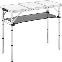 3ft Folding Camping Table Picnic Table Mesh Storage Layer Carrying Bag Metal Frame Cream
