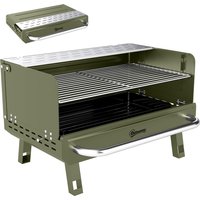 Portable BBQ Grill Charcoal Barbecue Grill Adjustable Grates Foldable Legs Side Shelf Camping Travel