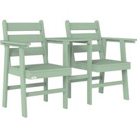 Outdoor Garden Loveseat Embossed Wooden Jack Jill Garden Seat Integrated Table