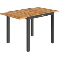 Outsunny Patio Dining Table Expandable Outdoor Dining Table Acacia Wood Top 80-120 cm Natural and Black | Aosom Ireland