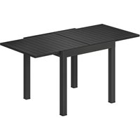Extending Garden Table 4 6 Aluminium Outdoor Dining Table Faux Wood Slatted Top