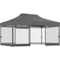 3 x 4.5 m Pop Up Gazebo Mesh Nettings UPF50+ Heavy Duty Outdoor Garden Party Tent Marquee Dark Grey