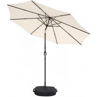 2.7 m Garden Parasol Umbrella Cross Base Sandbag Retractable Ribs Outdoor Table Market Umbrella Cream