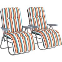 Set 2 Foldable Patio Sun Lounger Adjustable Backrest Cushion Multicoloured