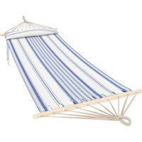 Cotton Hammock Soft Portable Swing Sleeping w Headrest & Side Pocket Blue